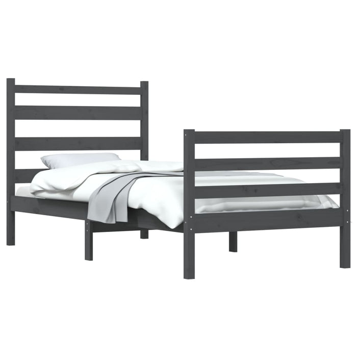 Bed Frame Solid Wood Pine 90x200 cm Grey.
