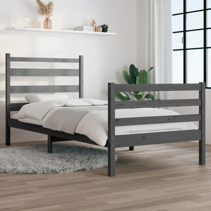 Bed Frame Solid Wood Pine 100x200 cm Grey.