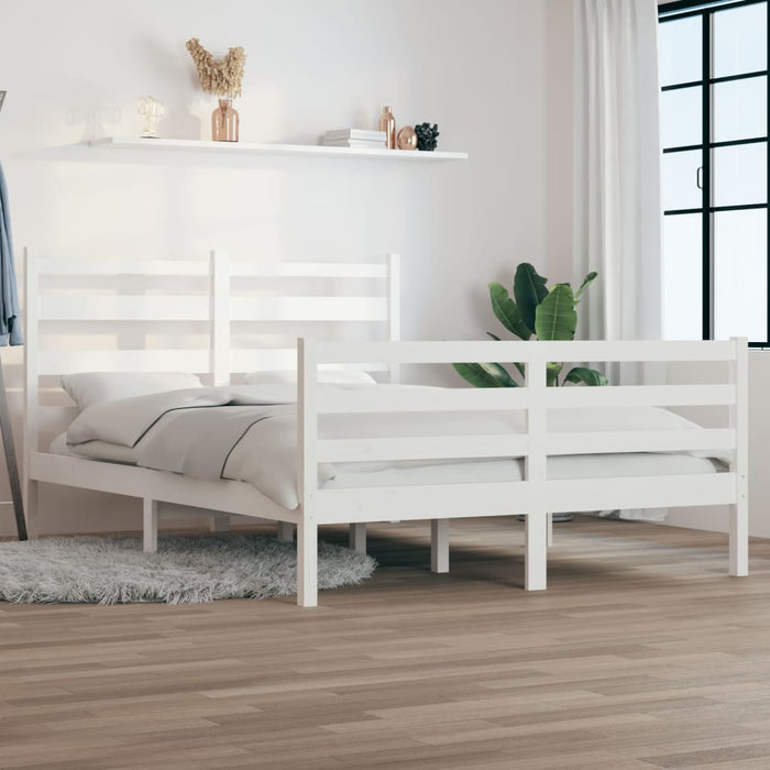 Bed Frame Solid Wood Pine 120x200 cm White.