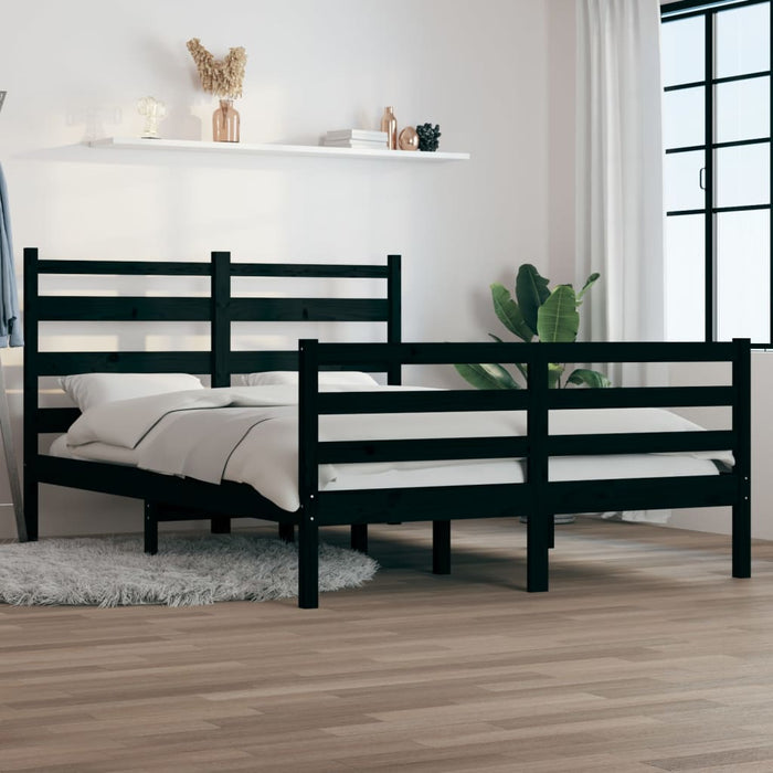 Bed Frame Solid Wood Pine 120x200 cm Black.