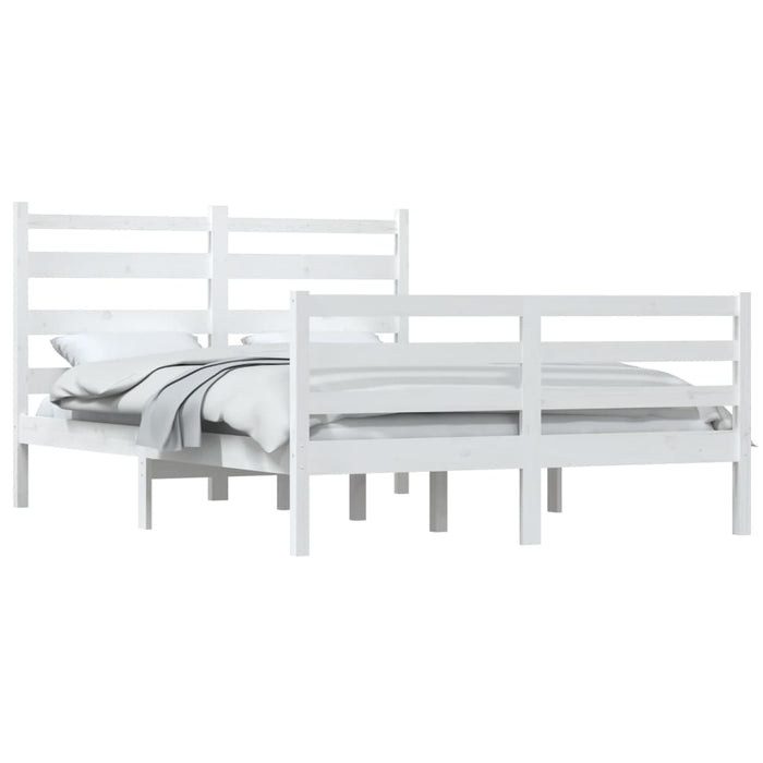 Bed Frame Solid Wood Pine 140x200 cm White.