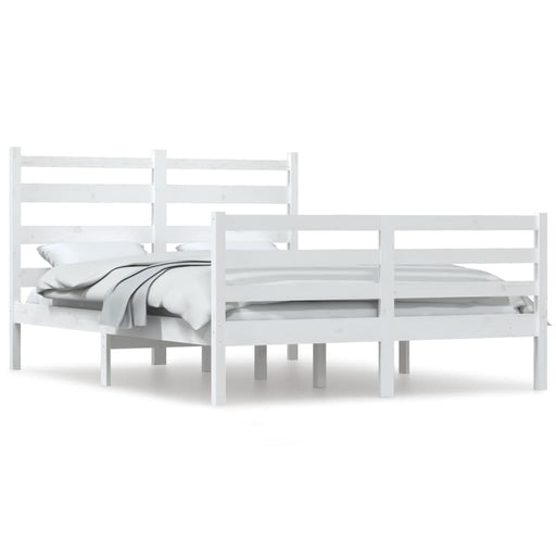 Bed Frame Solid Wood Pine 160x200 cm White.