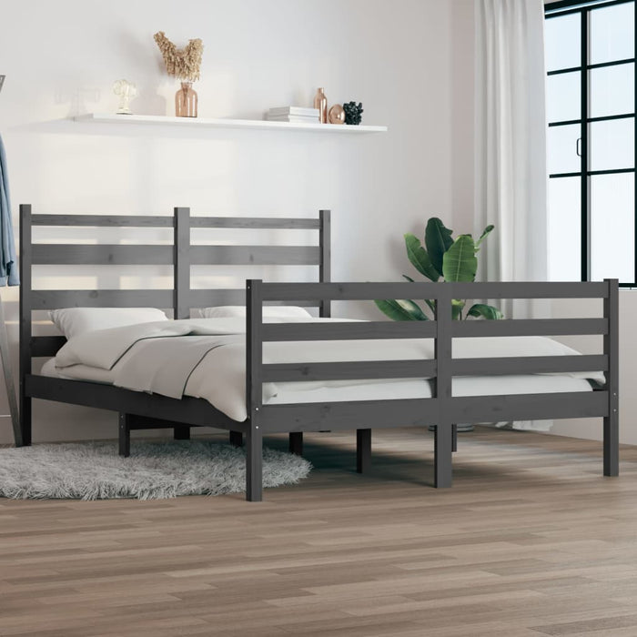 Bed Frame Solid Wood Pine 160x200 cm Grey.