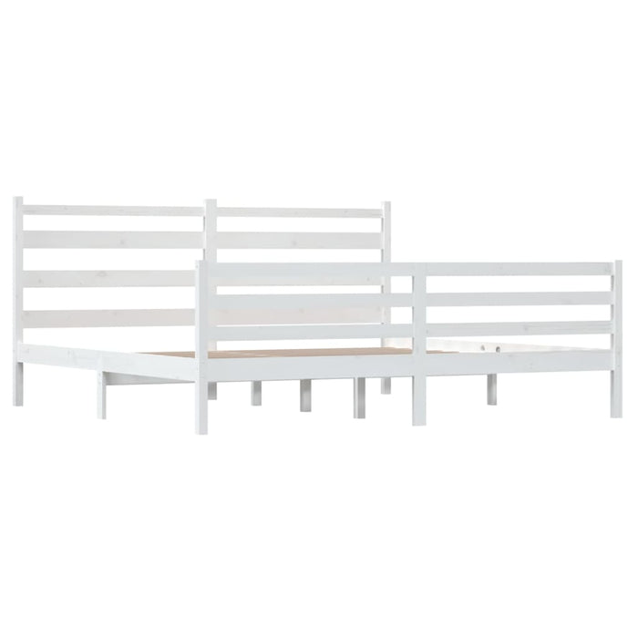 Bed Frame Solid Wood Pine 200x200 cm White.