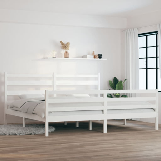 Bed Frame Solid Wood Pine 200x200 cm White.