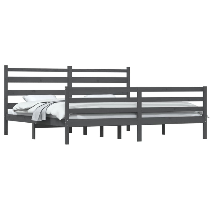 Bed Frame Solid Wood Pine 200x200 cm Grey.