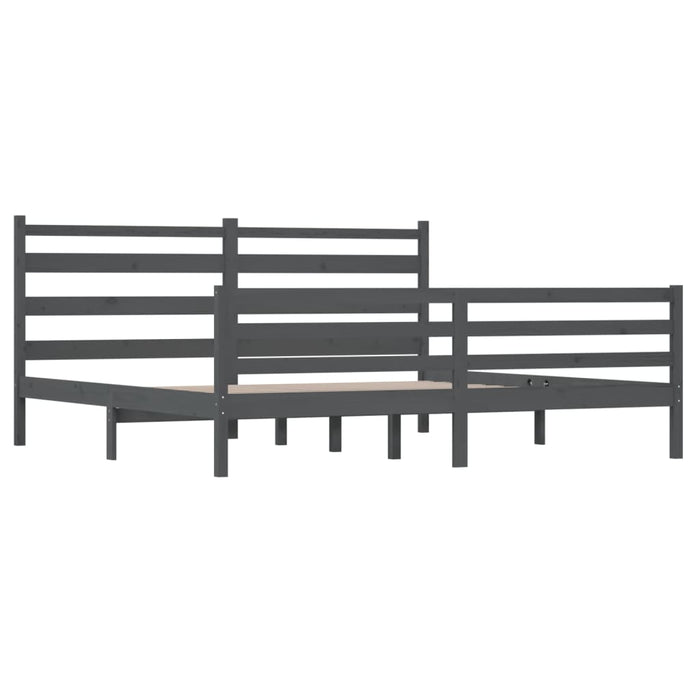 Bed Frame Solid Wood Pine 200x200 cm Grey.