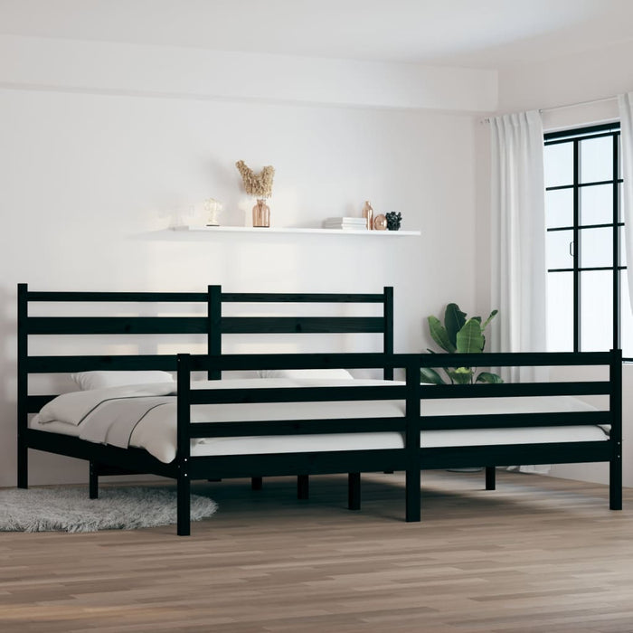 Bed Frame Solid Wood Pine 200x200 cm Black.
