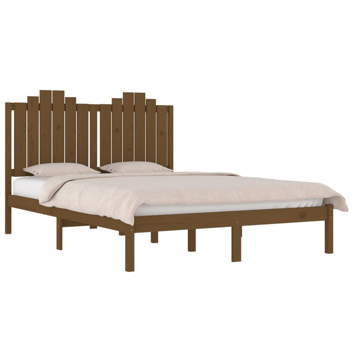 Bed Frame Honey Brown Solid Wood Pine 120x190cm 4FT Small Double.
