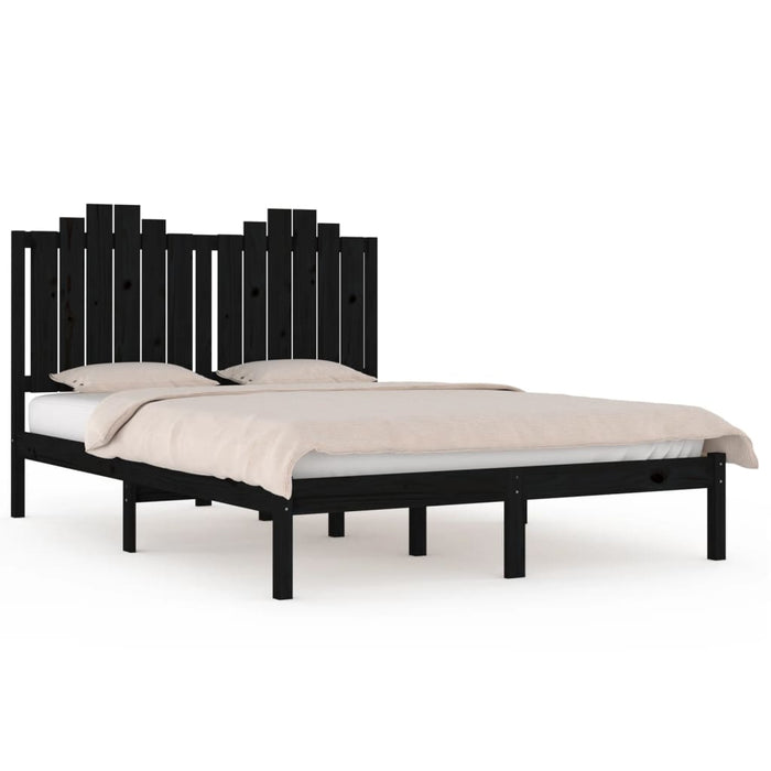 Bed Frame Black Solid Wood Pine 5FT King Size