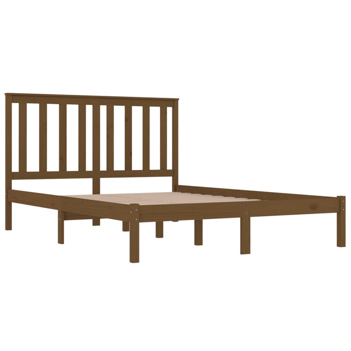 Bed Frame Honey Brown Solid Wood Pine 135x190 cm 4FT6 Double.