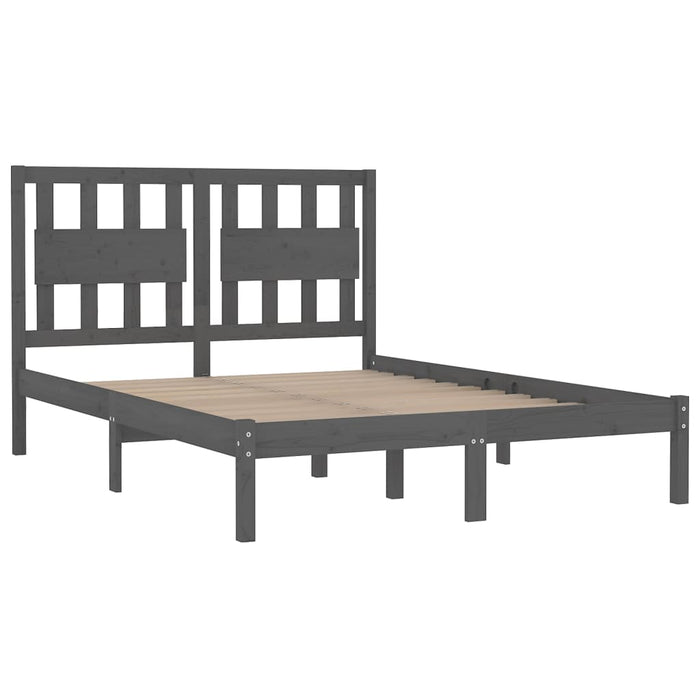 Bed Frame Grey Solid Wood Pine 140x190 cm.