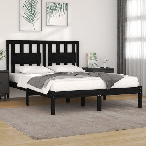 Bed Frame Black Solid Wood Pine 180x200 cm 6FT Super King.