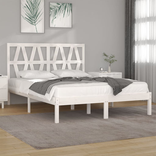 Bed Frame White Solid Wood Pine 140x200 cm.