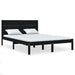 Bed Frame Black Solid Wood 120x190 cm 4FT Small Double.