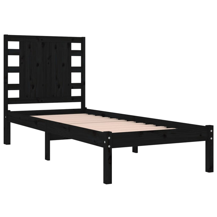 Bed Frame Black Solid Wood Pine 90x200 cm.