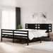 Bed Frame Black Solid Wood Pine 200x200 cm.