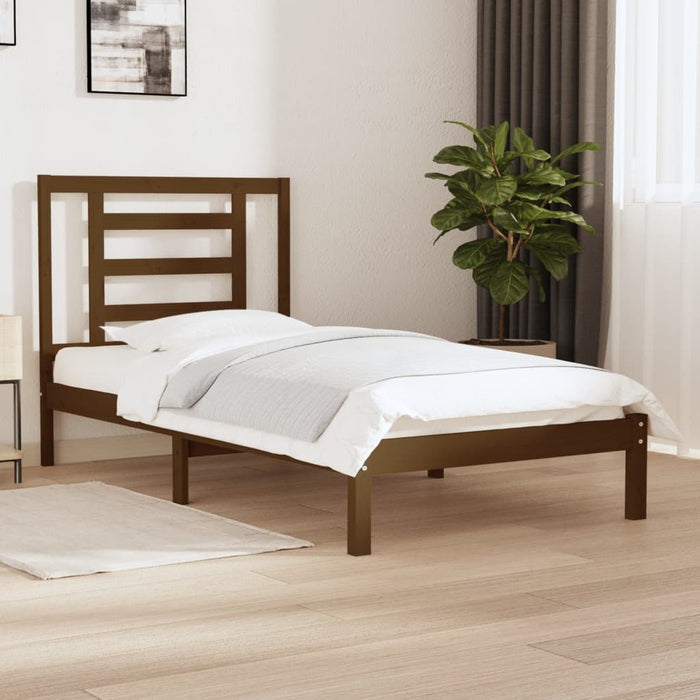 Bed Frame Honey Brown Solid Wood Pine 100x200 cm.