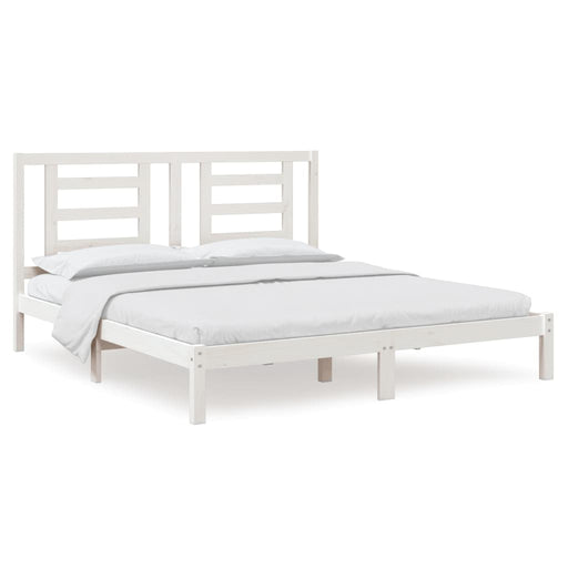 Bed Frame White Solid Wood 180x200 cm 6FT Super King Size.