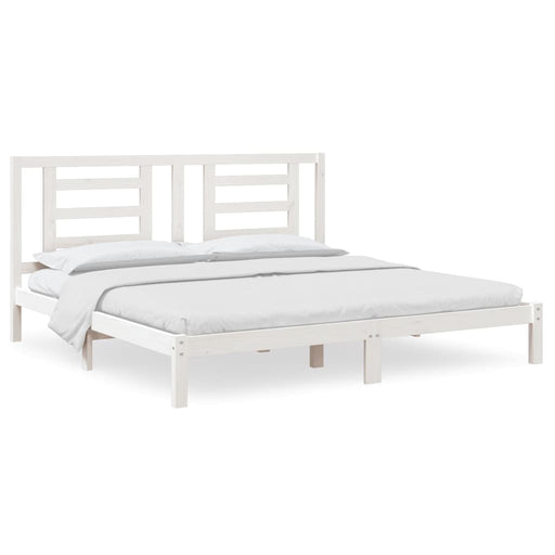 Bed Frame White Solid Wood Pine 200x200 cm.