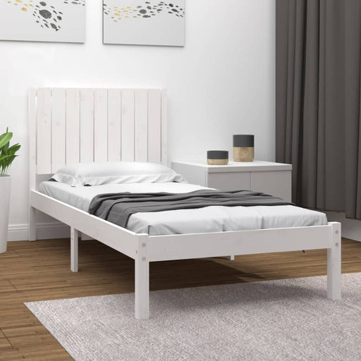 Bed Frame White Solid Wood Pine 90x200 cm.
