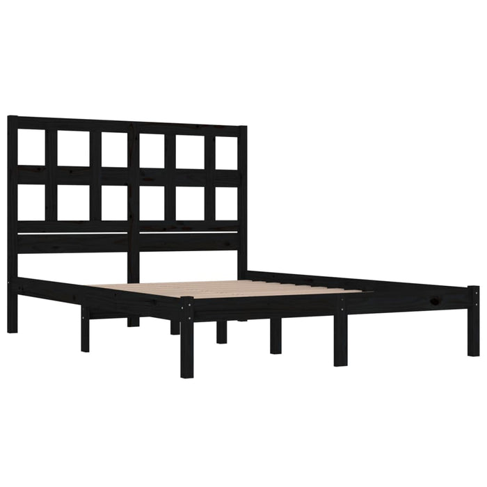 Bed Frame Black Solid Wood Pine 120x190 cm 4FT Small Double.