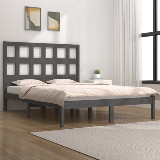 Bed Frame Grey Solid Wood Pine 180x200 cm 6FT Super King Size.