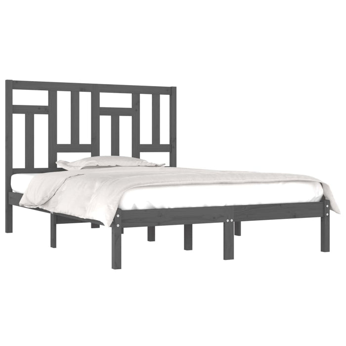 Bed Frame Grey Solid Wood Pine 200x200 cm.