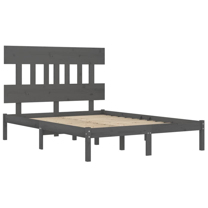 Bed Frame Grey Solid Wood 135x190 cm 4FT6 Double.