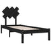 Bed Frame Black 75x190 cm 2FT6 Small Single Solid Wood.