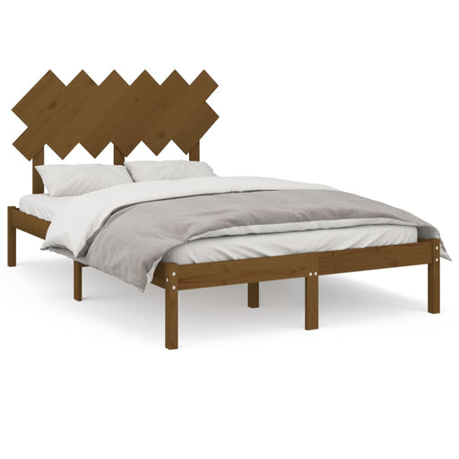 Bed Frame Honey Brown 120x190 cm 4FT Small Double Solid Wood.