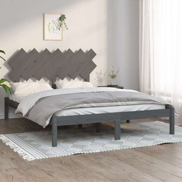 Bed Frame Grey 140x190 cm Solid Wood.