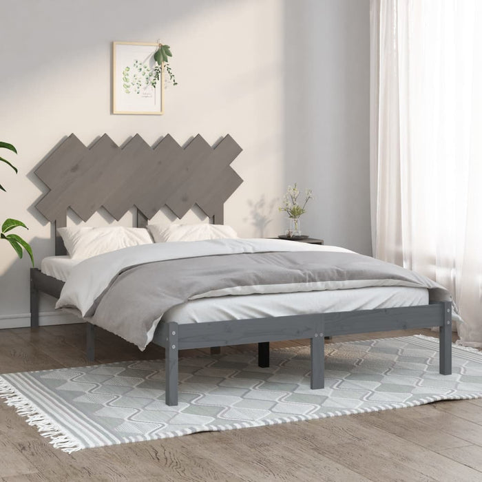 Bed Frame Grey 120x200 cm Solid Wood.
