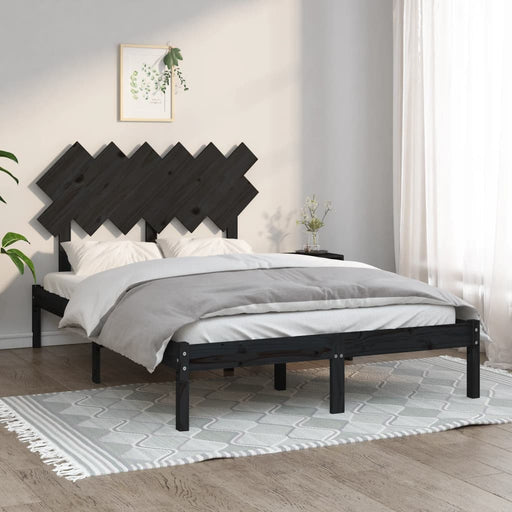 Bed Frame Black 120x200 cm Solid Wood.