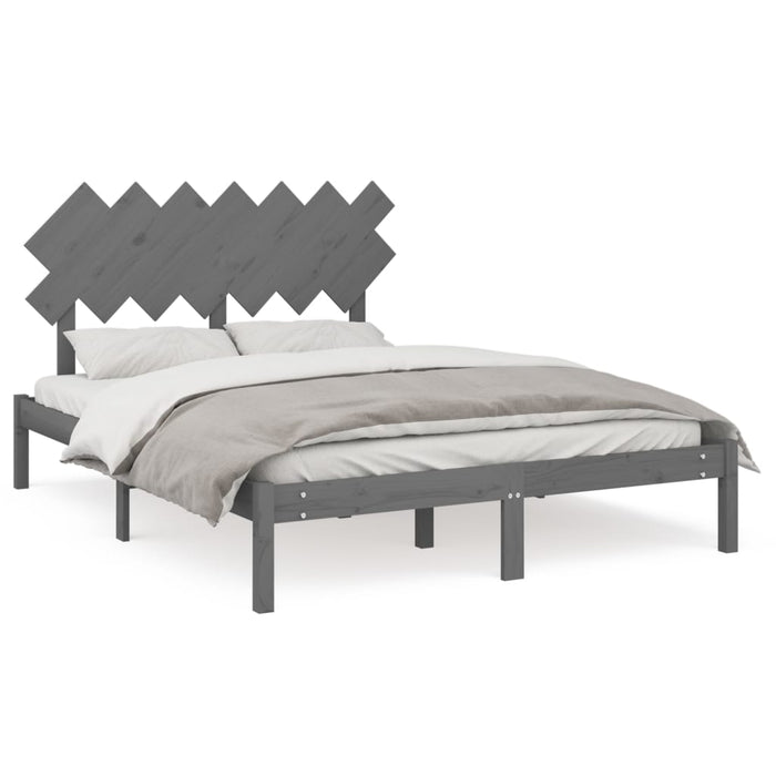 Bed Frame Grey 140x200 cm Solid Wood.