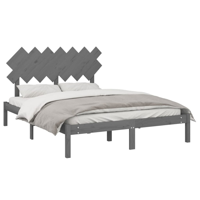 Bed Frame Grey 140x200 cm Solid Wood.
