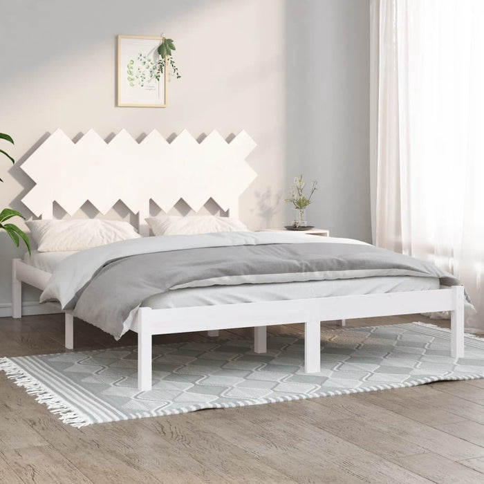 Bed Frame White 150x200 cm 5FT King Size Solid Wood