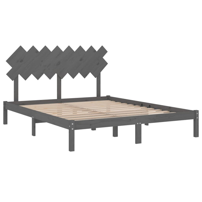 Bed Frame Grey 160x200 cm Solid Wood.