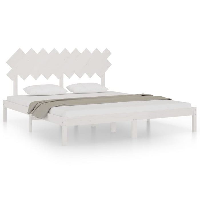 Bed Frame White 180x200 cm 6FT Super King Solid Wood.