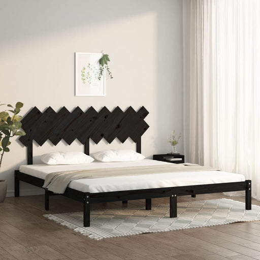 Bed Frame Black 180x200 cm 6FT Super King Solid Wood.