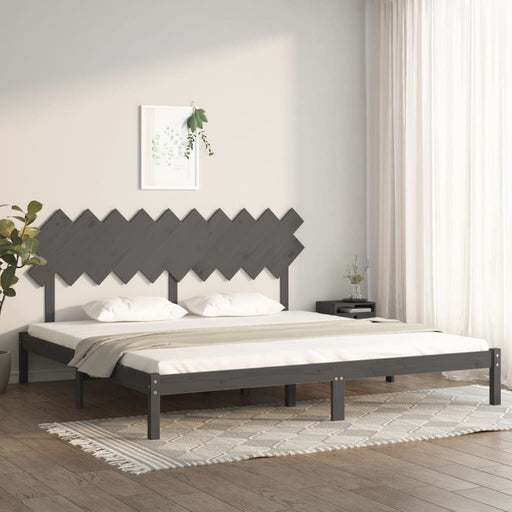 Bed Frame Grey 200x200 cm Solid Wood.