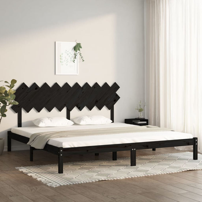 Bed Frame Black 200x200 cm Solid Wood.