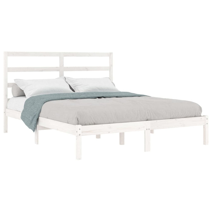 Bed Frame White Solid Wood 150 cm