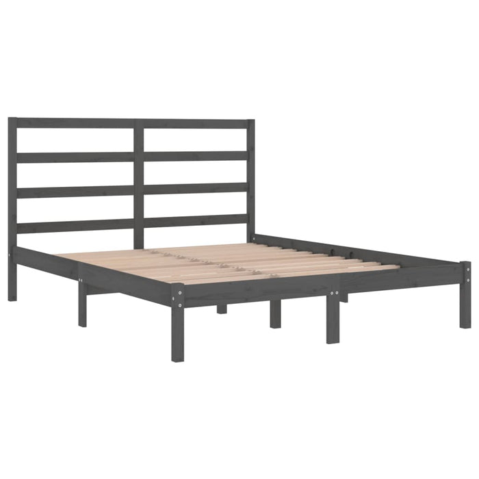 Bed Frame Grey Solid Wood 150x200 cm.
