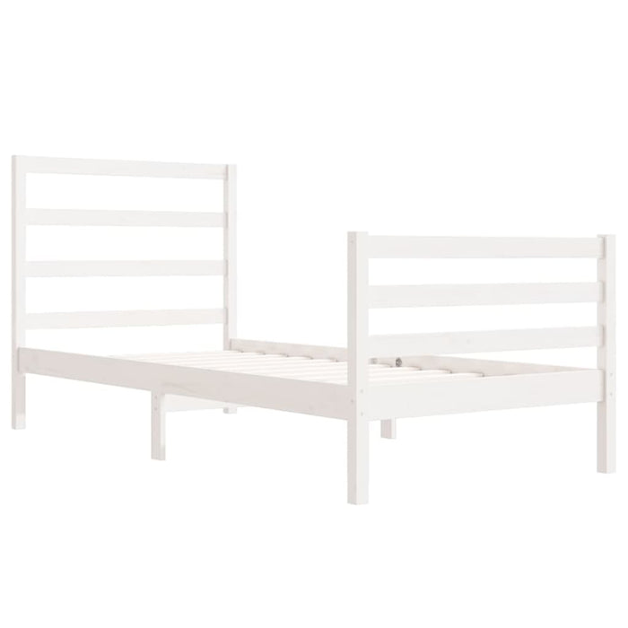 Bed Frame White Solid Wood Pine 90x190 cm 3FT Single.