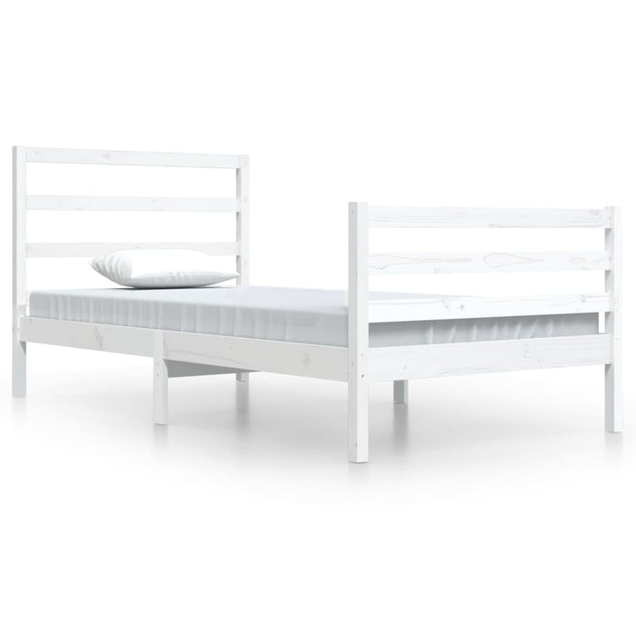 Bed Frame White Solid Wood Pine 100x200 cm.