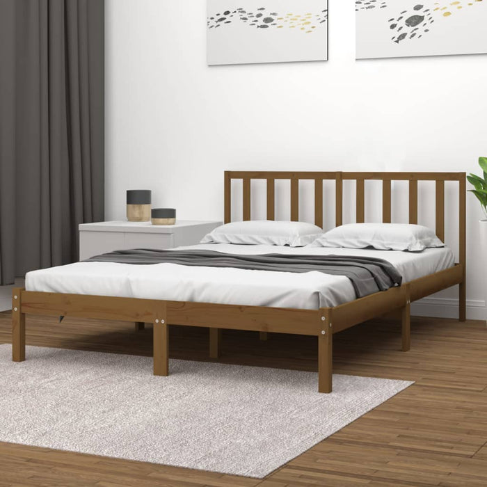 Bed Frame Honey Brown Solid Wood Pine 120x190 cm 4FT Small Double.