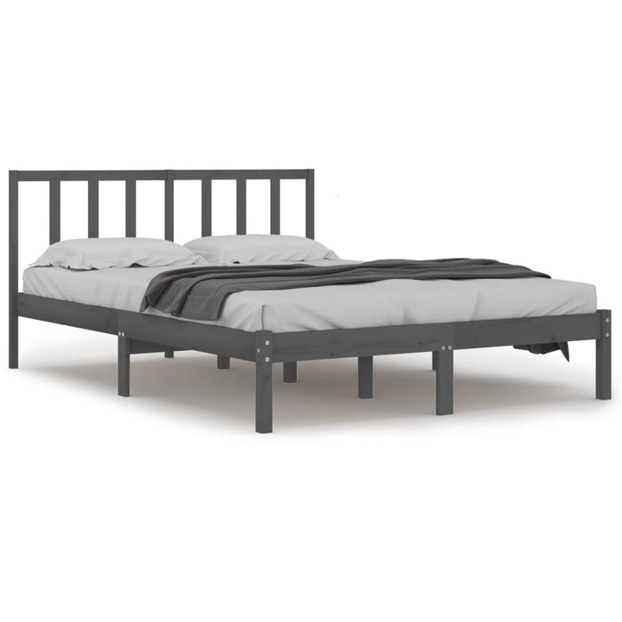 Bed Frame Grey Solid Wood Pine 150x200 cm 5FT King Size.