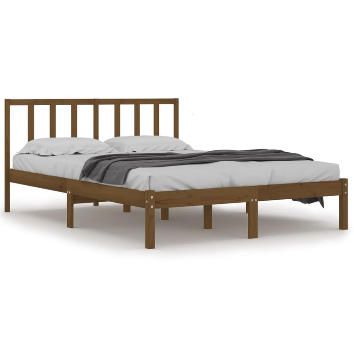 Bed Frame Honey Brown Solid Wood Pine 150x200 cm 5FT King Size.