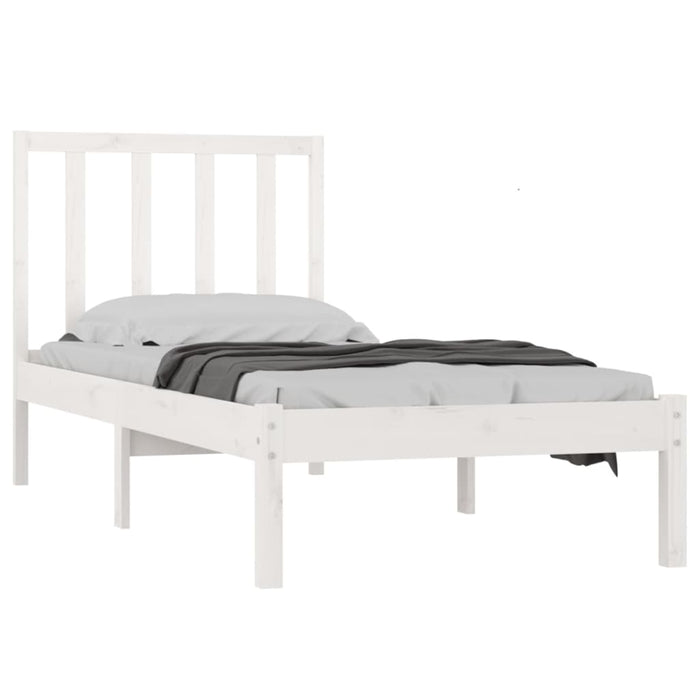 Bed Frame White Solid Wood Pine 90x190 cm 3FT Single.